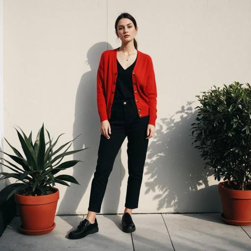 Woman in Red Cardigan Outdoors