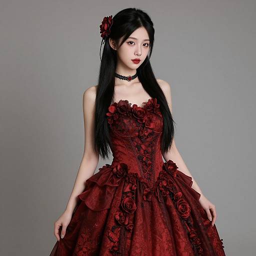 Gothic Red Wedding Dress Portrait