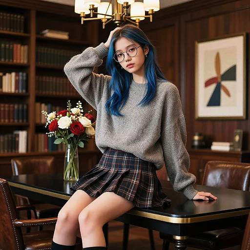 Cinematic Portrait of Teen Girl in Library
