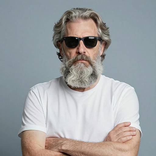 Serious Portrait of Bearded Man