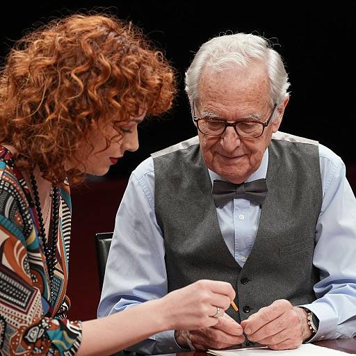 Elderly Man and Young Woman Interacting