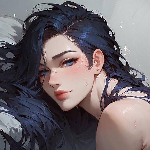 Eerie Black-Haired Figure in Empty Void