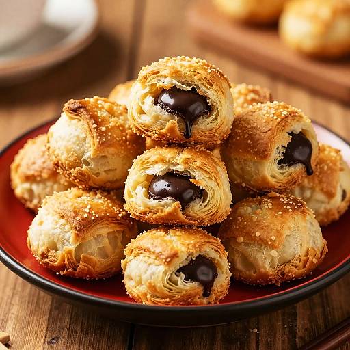 Close-Up of Chocolate-Filled Pastries