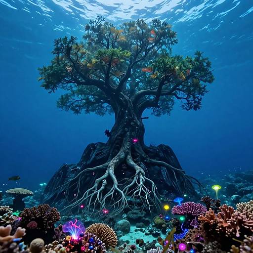 Ethereal Underwater Tree Landscape