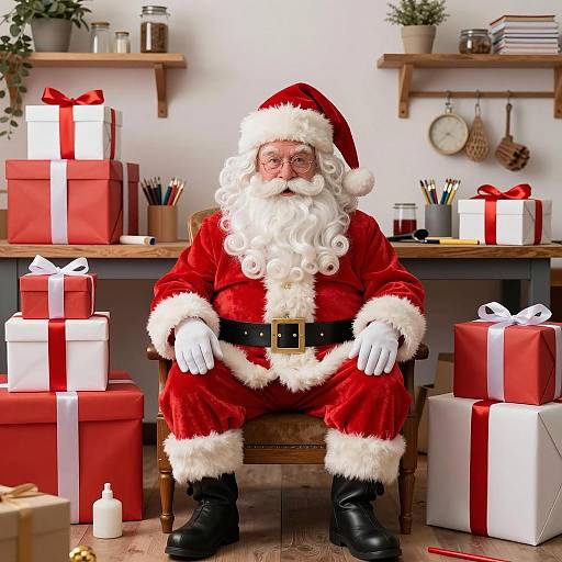 Jolly Santa in a Whimsical Workshop