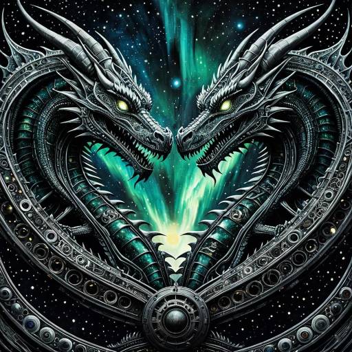 Cosmic Mechanical Dragons with Aurora Borealis