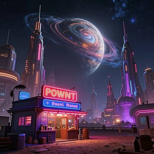 Futuristic Galaxy Edge Cityscape