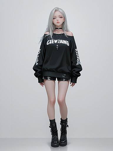 Realistic Full Body Woman in Streetwear