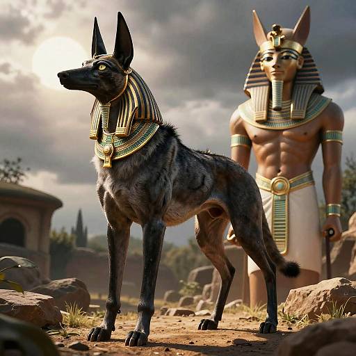 Anubian Jackal Anubis Headdress Portrait