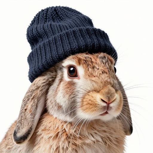 Hare Portrait with Beanie Hat