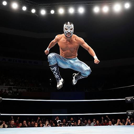 Luchador Mid-Air Leap Pose