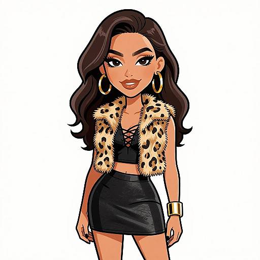 Edgy Woman in Leopard Print Vest