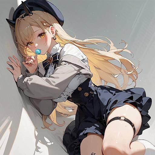 Casual Anime Girl with Horns