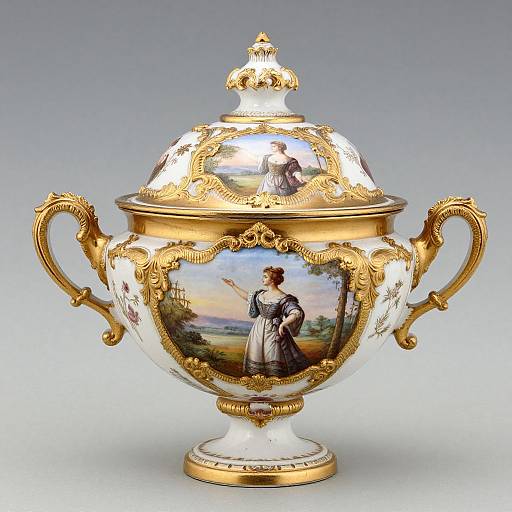 Royal Worcester Gold-Trimmed Porcelain Urn