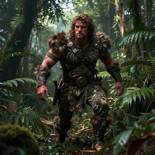 Epic Jungle Hunter in Camouflaged Armor