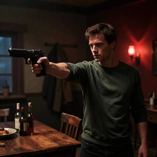 Serious Man in Rustic Dim Light