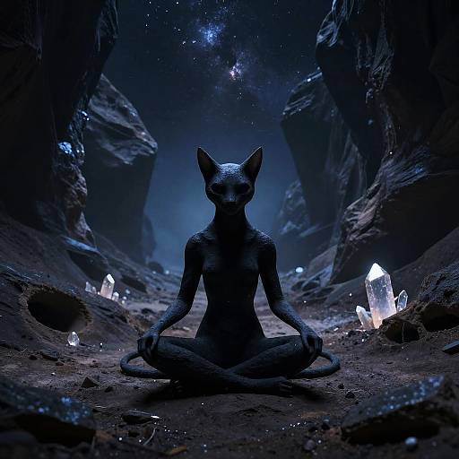 Ethereal Void Cat in Cosmic Canyon