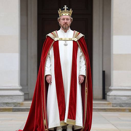 Regal English King in Crowned Robes