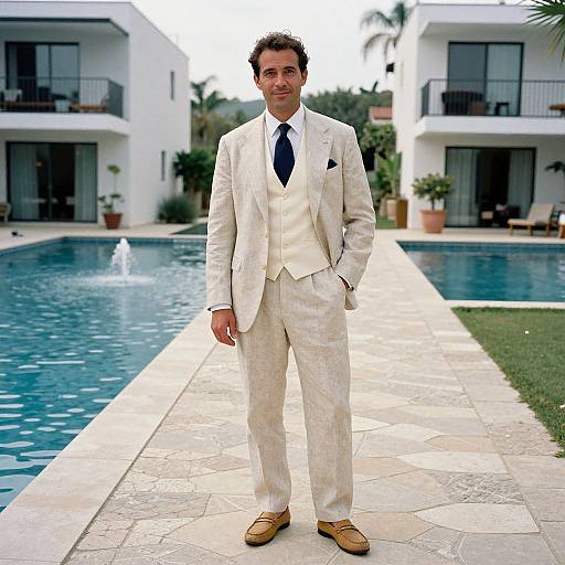 Stylish Man in Linen Suit by Villas