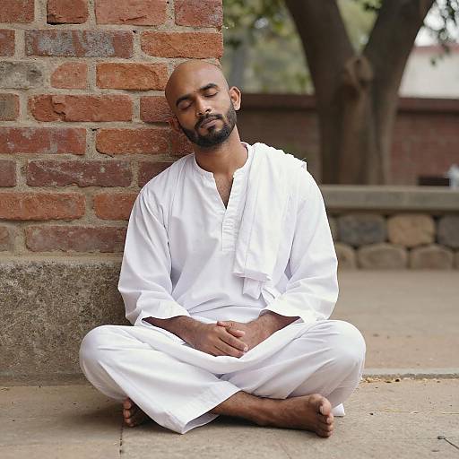 Serene Outdoor Nap of a Bald Boy