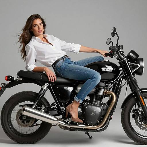 Confident Woman on a Triumph Motorcycle