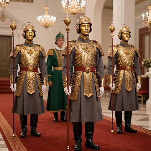 Regal Guards in Ornate Grand Hall