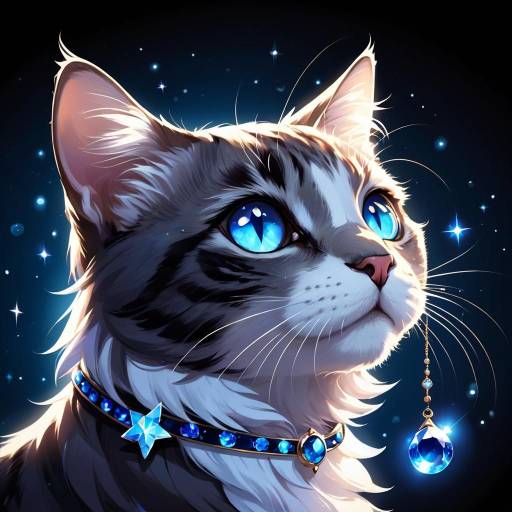 Glowing Blue-Eyed Cat Portrait Art