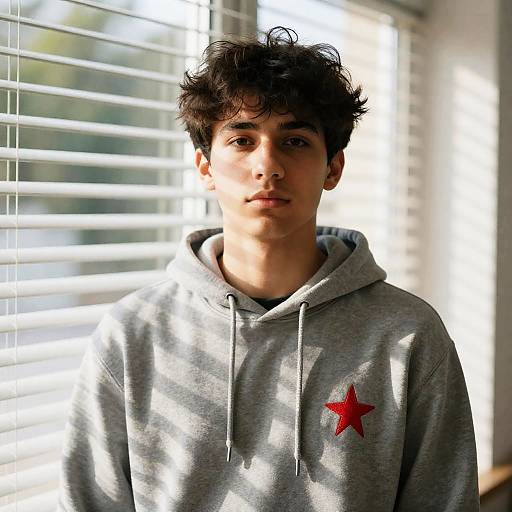 Young Man in Striped Light and Shadows