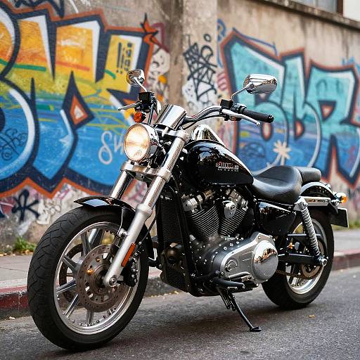 Vibrant Tunado Motorcycle by Graffiti Wall