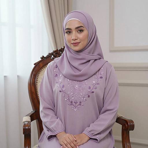 Elegant Woman in Lavender Hijab