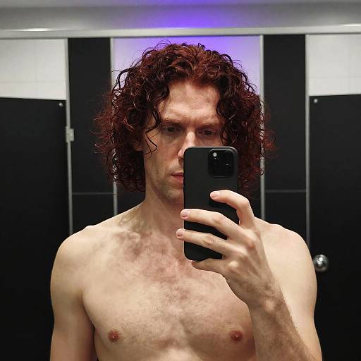 Moody Mirror Selfie in Modern Bathroom