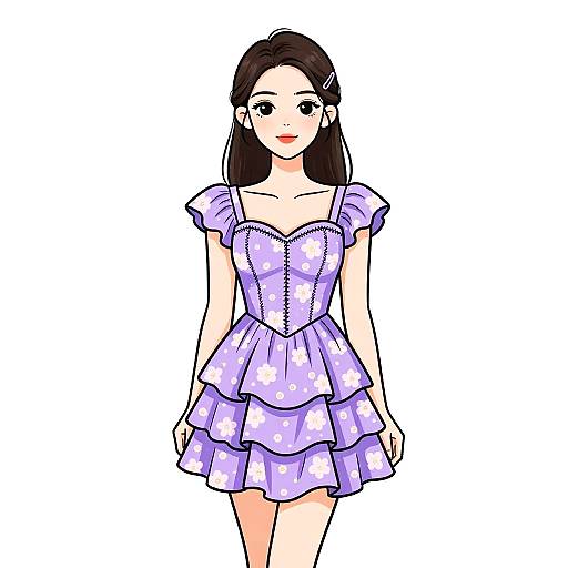 Romantic Woman in Floral Dress