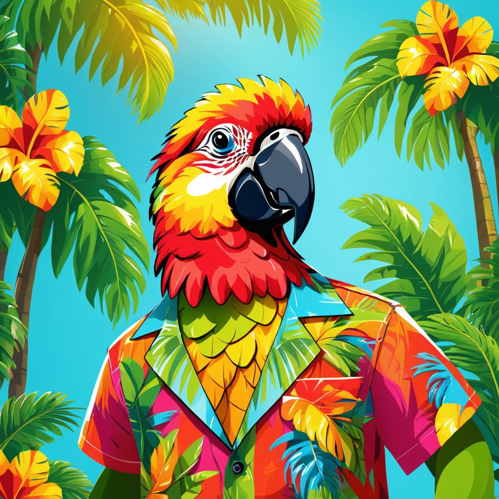 Vibrant Anthropomorphic Parrot in Style