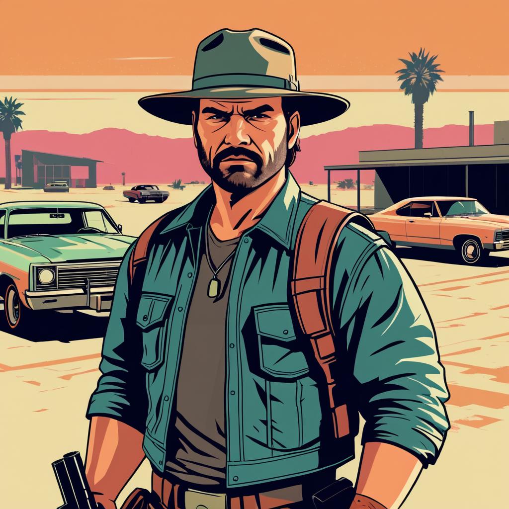 Retro Bounty Hunter in GTA Style