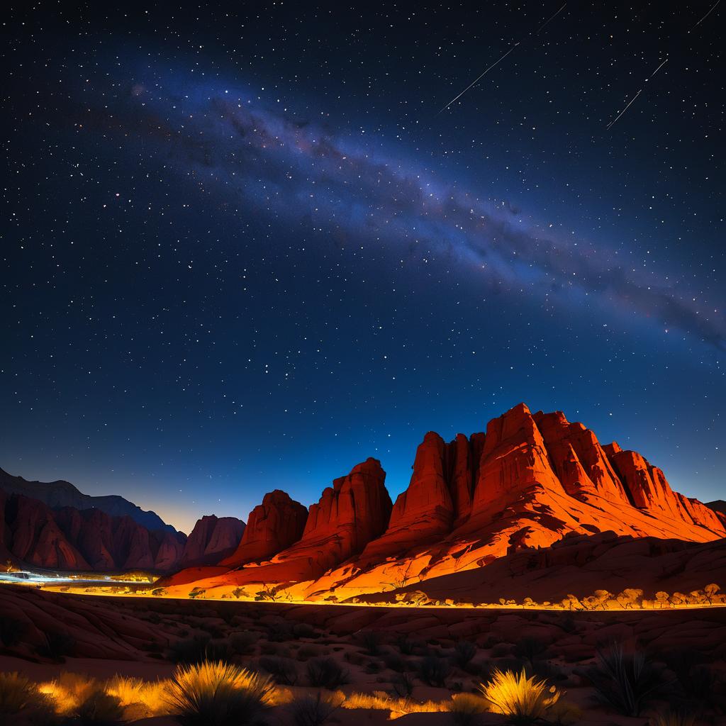 Futuristic Starry Night in Red Rock Canyon