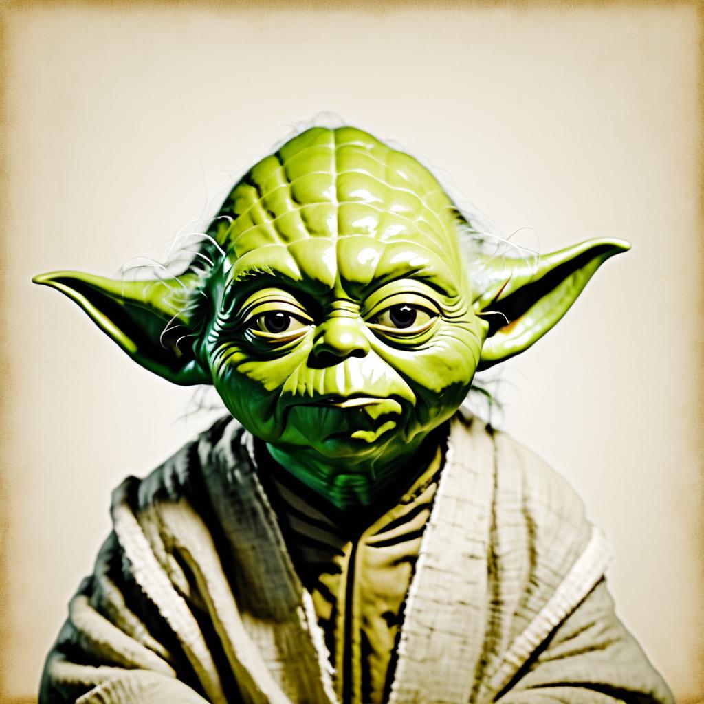 Humorous Yoda Mugshot with Bewildered Look