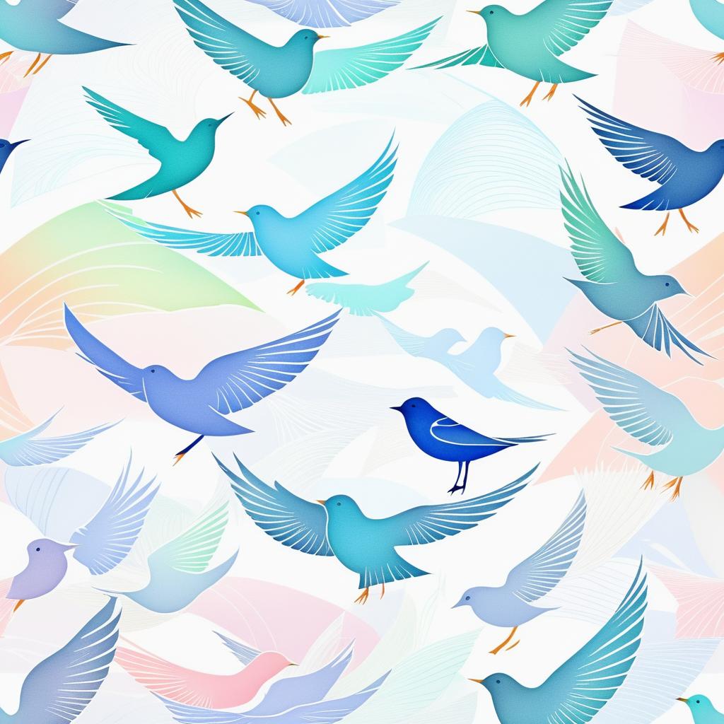 Refreshing Pastel Fabric Design with Birds