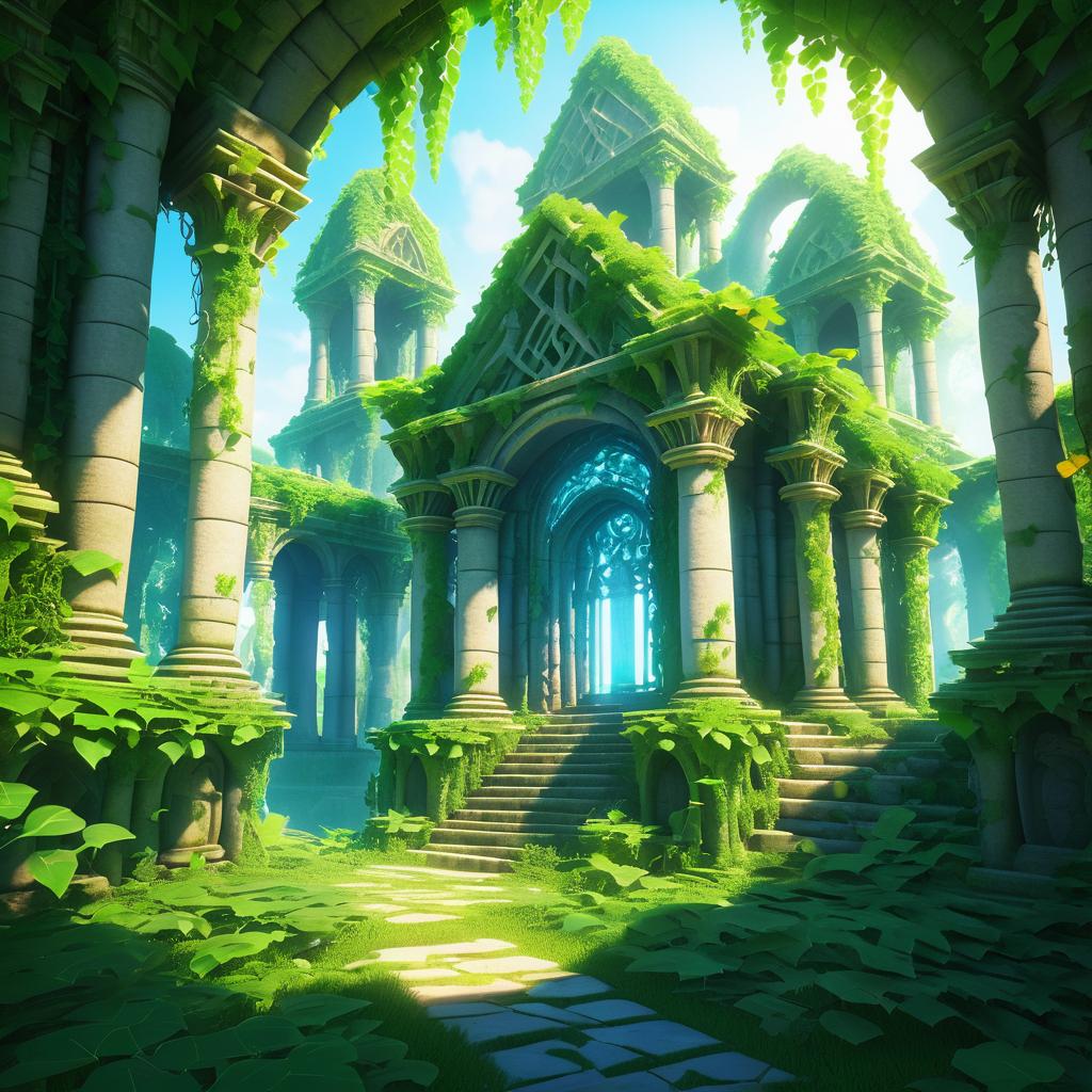 Ancient Temple Surrounded by Enchanted Vines