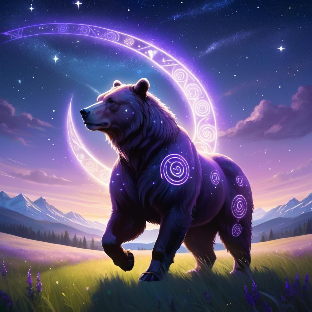 Majestic Centaur-Bear in a Starry Meadow