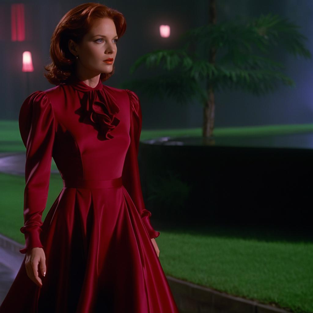 1990s Fashion with Mulder in Crimson Silk