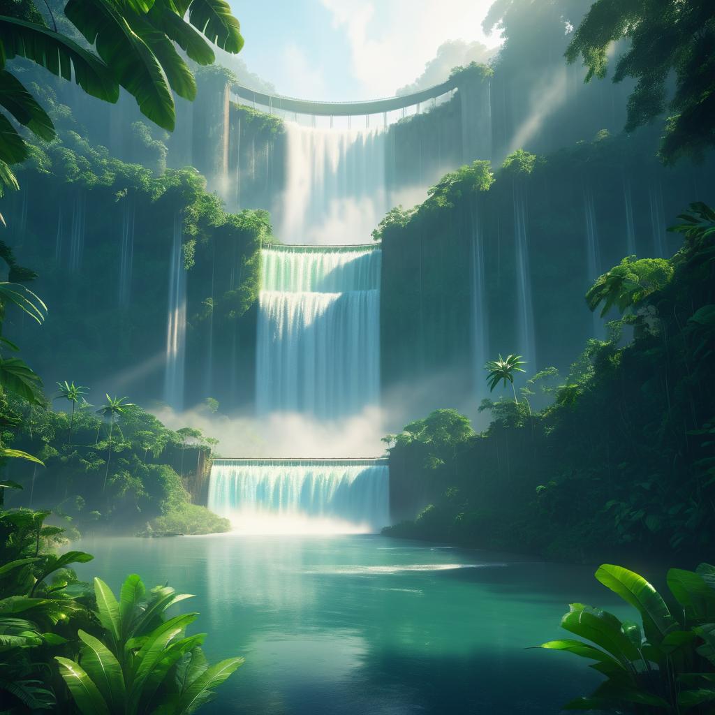 Misty Jungle Hydroelectric Dam Scene