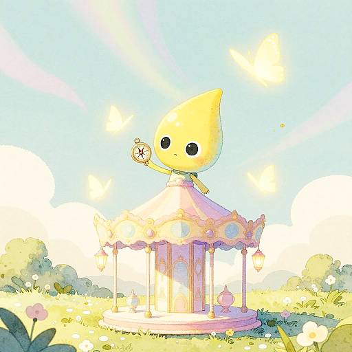 Whimsical Alien in Pastel Carousel