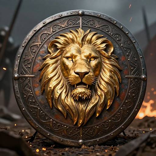 Majestic Lion Shield Emblem