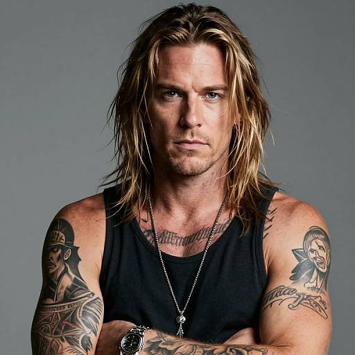 Realistic Portrait of Tattooed Rockstar