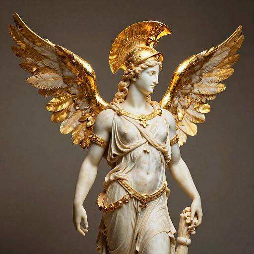 Golden Hermes Winged Helmet Statue