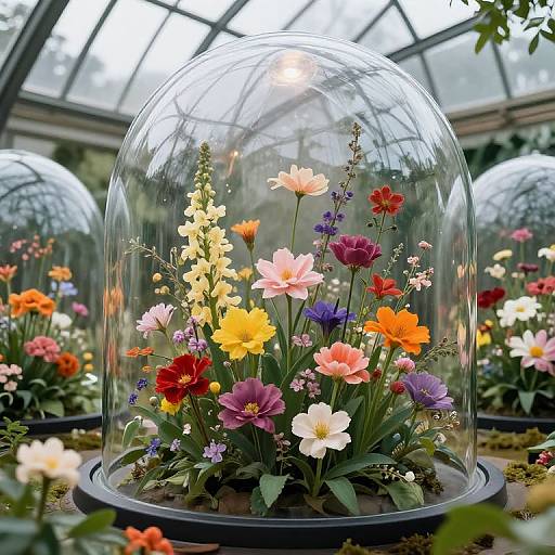 Ethereal Blooms in Glass Domes