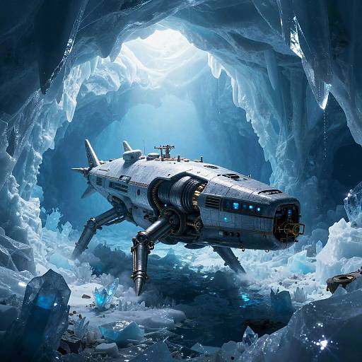 Biomechanical Cruiser in Ice Cavern
