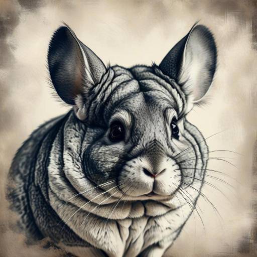 Majestic Chinchilla Portrait in Vintage Style