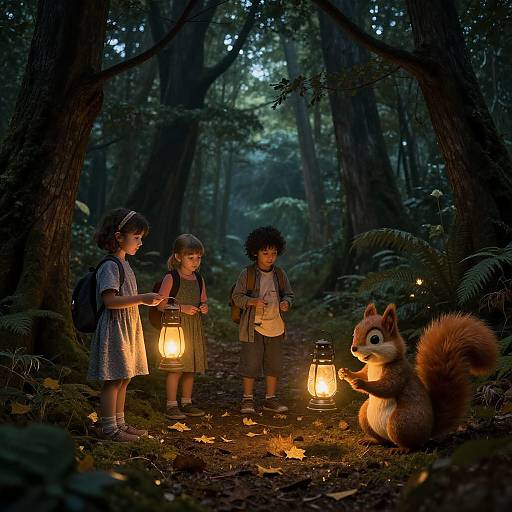 Magical Forest Kids Lantern Gathering