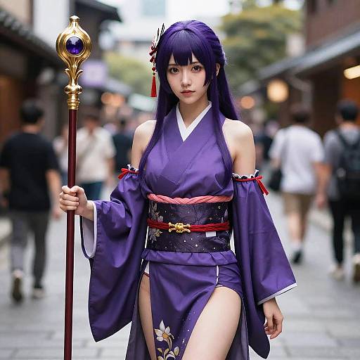 Photorealistic Yuna in Miko Hakama Portrait